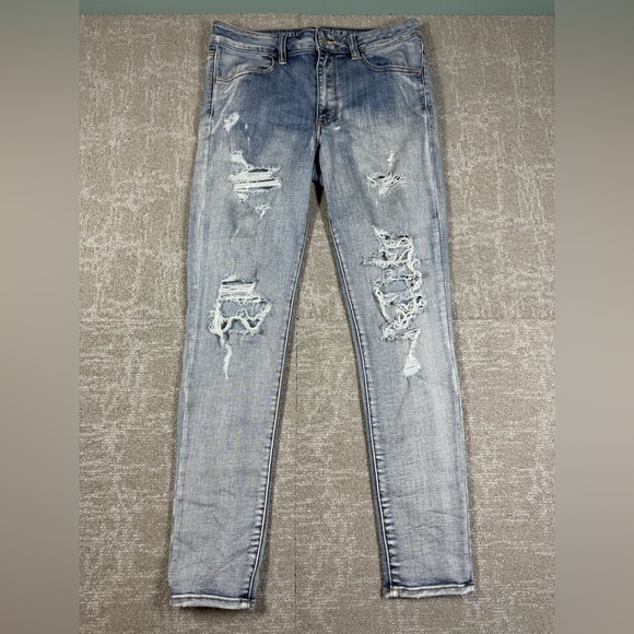 American Eagle Super Super Stretch Hi-Rise Distressed Jegging Women’s size 12 - Picture 7 of 8